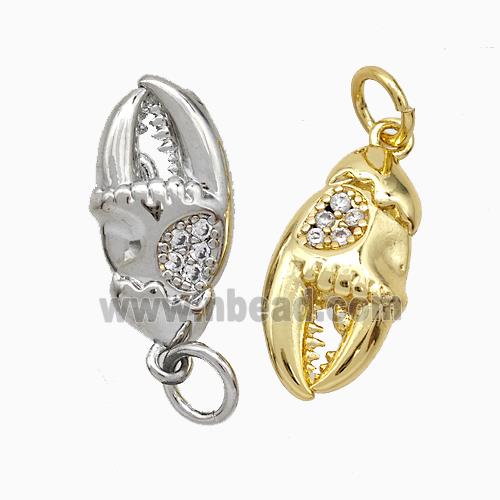 Crab Claw Charms Copper Pendant Pave Zirconia Mixed