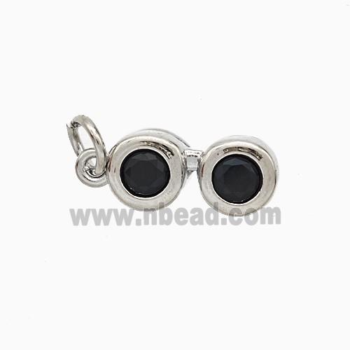 Copper Telescop Pendant Pave Zirconia Platinum Plated