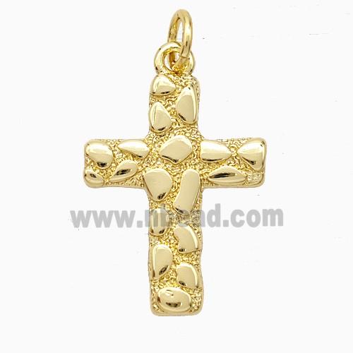 Copper Cross Pendant Hammered Gold Plated