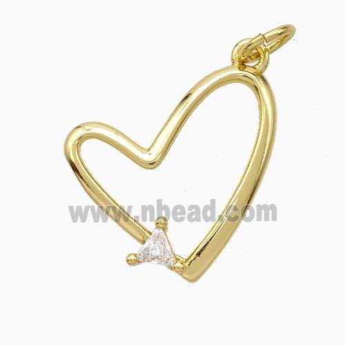Copper Heart Pendant Pave Zirconia Gold Plated