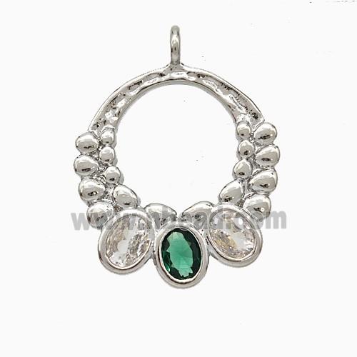 Copper Pendant Micropave Zirconia Platinum Plated