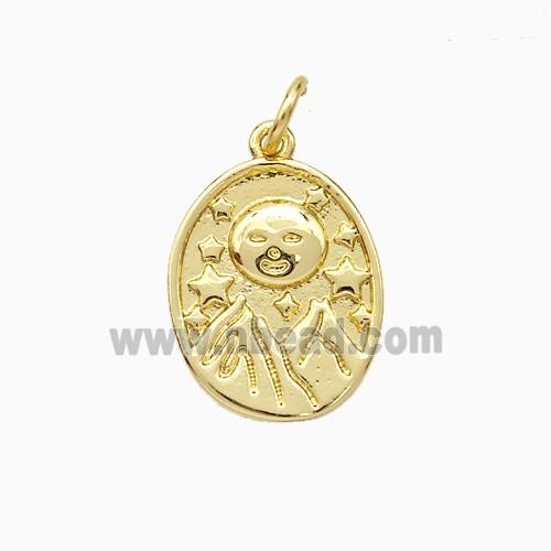 Copper Mountain And Sun Pendant Gold Plated
