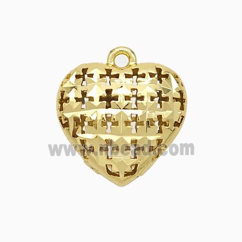 Copper Heart Pendant Hollow Cross Gold Plated