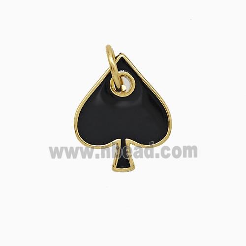 ACE of Spade Copper Pendant Black Enamel Gold Plated
