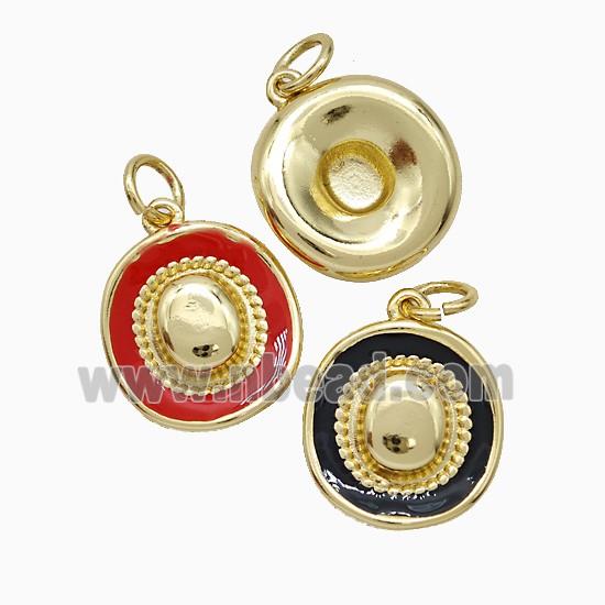 Copper Hat Pendant Enamel Gold Plated Mixed