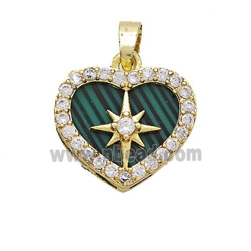 Copper Heart Pendant Pave Zirconia Resin Star Gold Plated