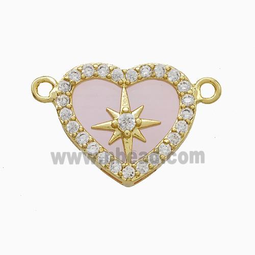 Copper Heart Pendant Pave Zirconia Resin Star 2loops Gold Plated