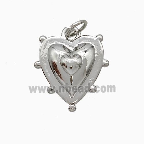 Copper Heart Pendant Platinum Plated
