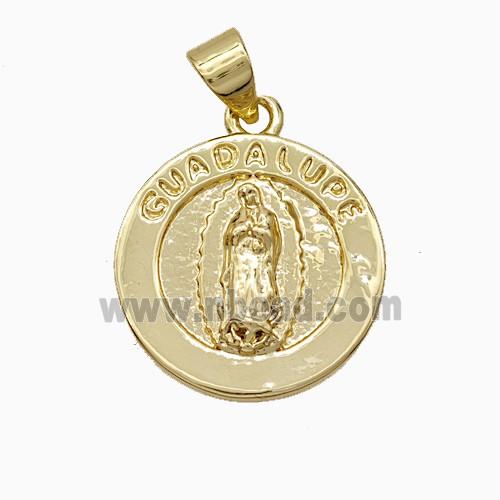 Lady Of Guadalupe Charms Copper Pendant Gold Plated