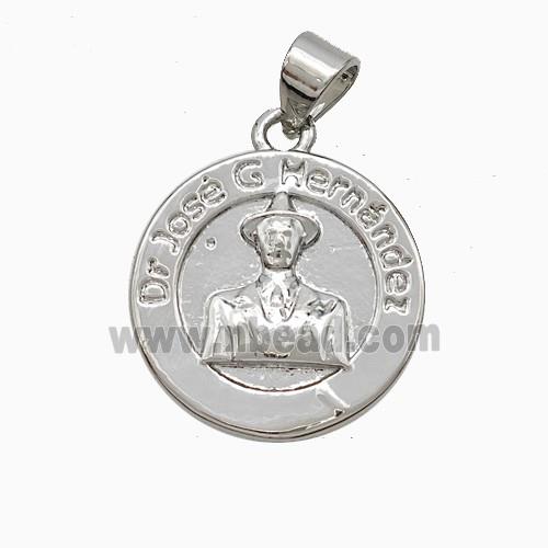 Dr Jose Charms Copper Pendant Platinum Plated