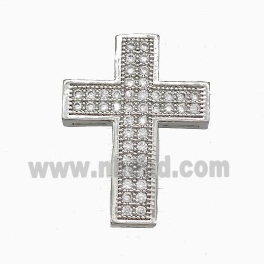 Copper Cross Pendant Pave Zirconia Platinum Plated