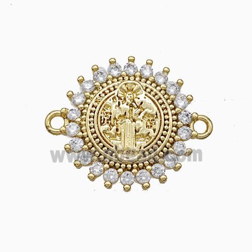 Jesus Charms Copper Connector Pave Zirconia 18K Gold Plated