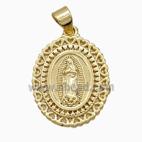 Virgin Mary Charms Copper Pendant 18K Gold Plated