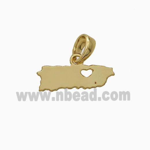 Copper Slice Pendant Heart Gold Plated