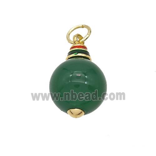 Green Dye Jade Beads Round Copper Gold Plated