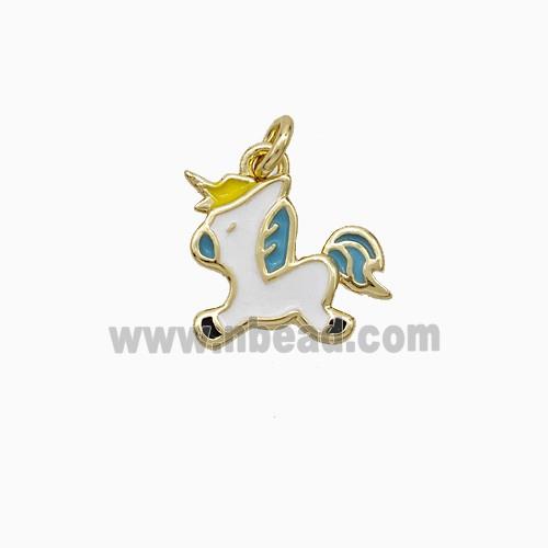 Copper Heavenly Horse Pendant White Enamel Gold Plated