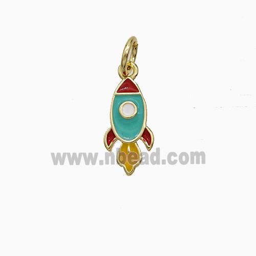 Copper Rocket Charms Pendant Multicolor Enamel Gold Plated