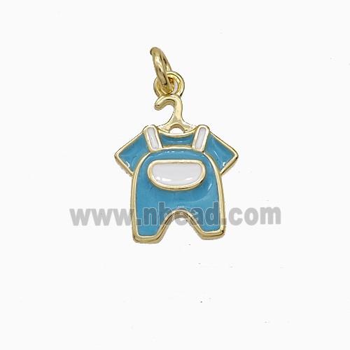 Childrens Clothes Charms Copper Pendant Blue Enamel Gold Plated