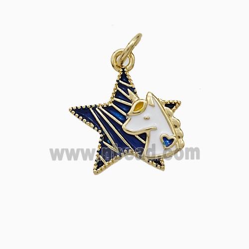 Copper Star And Unicorn Pendant Enamel Gold Plated