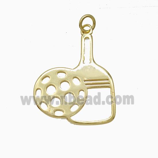 Tennis Racket Charms Copper Pendant Sports Gold Plated