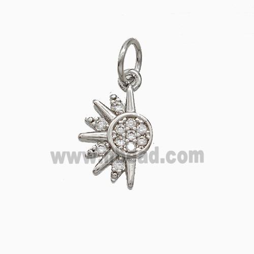 Copper Sun Pendant Pave Zirconia Platinum Plated