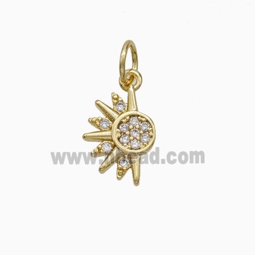 Copper Sun Pendant Pave Zirconia Gold Plated