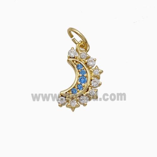Copper Moon Pendant Pave Zirconia Gold Plated