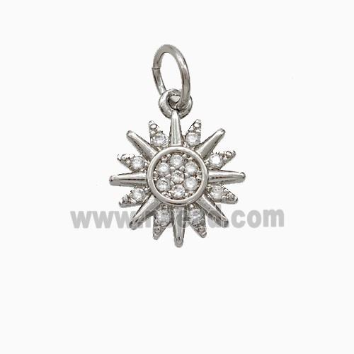 Copper Sun Pendant Pave Zirconia Platinum Plated