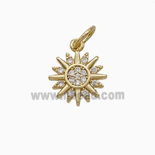 Copper Sun Pendant Pave Zirconia Gold Plated