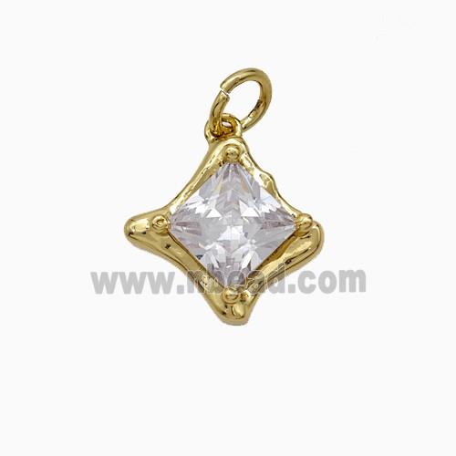 Copper Star Pendant Pave Zirconia Gold Plated