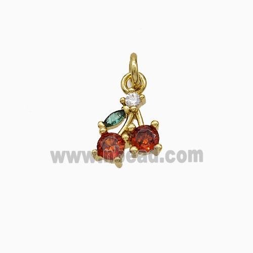 Copper Cherry Pendant Pave Zirconia Gold Plated