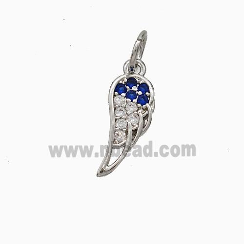 Copper Angel Wings Pave Zirconia Platinum Plated