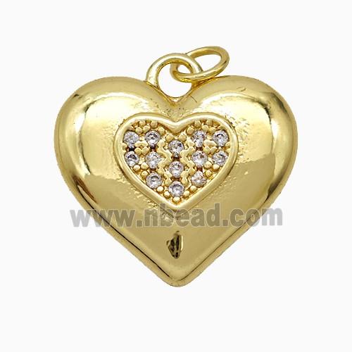 Copper Heart Pendant Micropave Zirconia Gold Plated