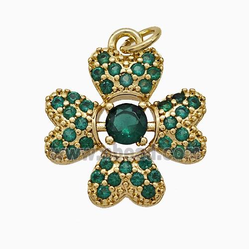 Copper Flower Pendant Pave Zirconia Gold Plated