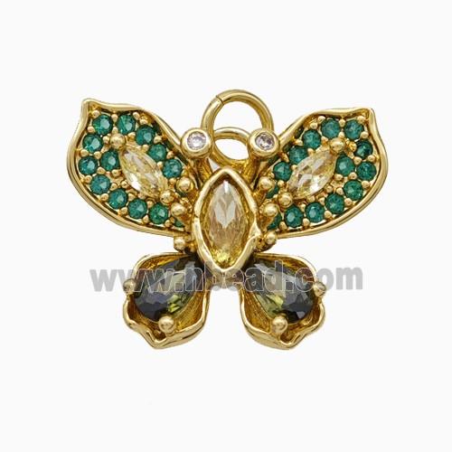 Copper Butterfly Pendant Pave Zirconia Gold Plated