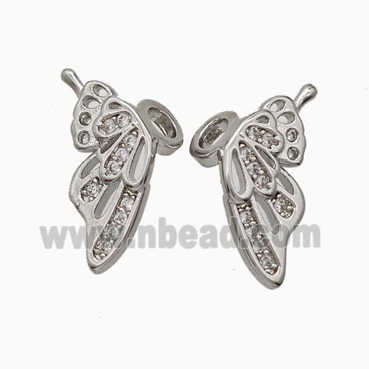 Copper Angel Wings Pave Zirconia Platinum Plated