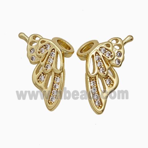 Copper Angel Wings Pave Zirconia Gold Plated