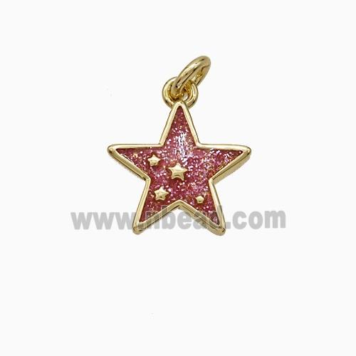 Enamel Star Pendant Pink Painted Gold Plated