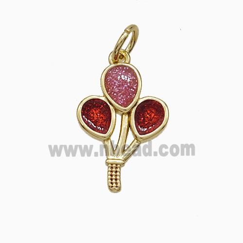 Copper Cherry Pendant Painted Gold Plated