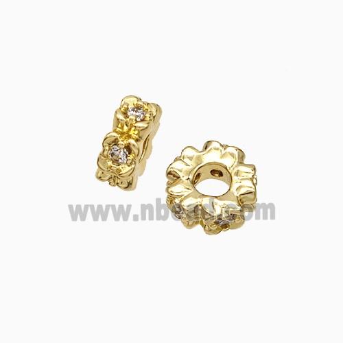 Copper Heishi Beads Pave Zirconia Gold Plated