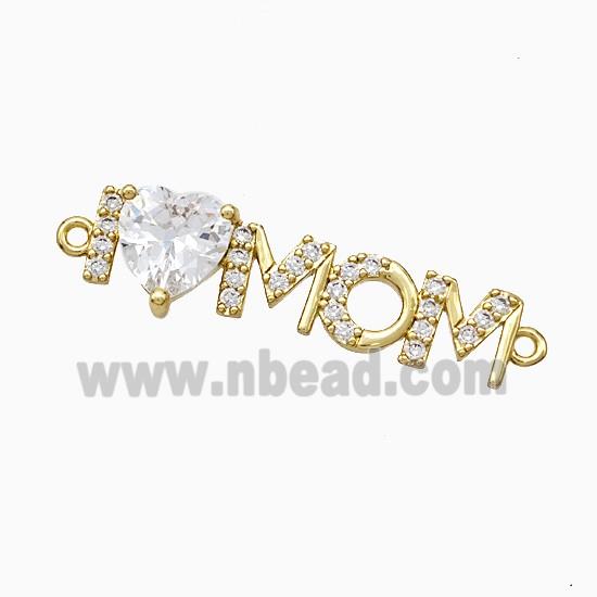 Copper MOM Connector Pave Zirconia Gold Plated