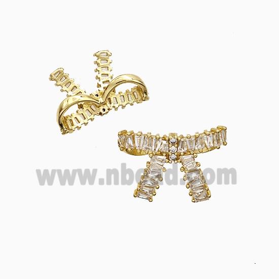 Copper Awareness Ribbons Pendant Pave Zirconia 2loops Gold Plated