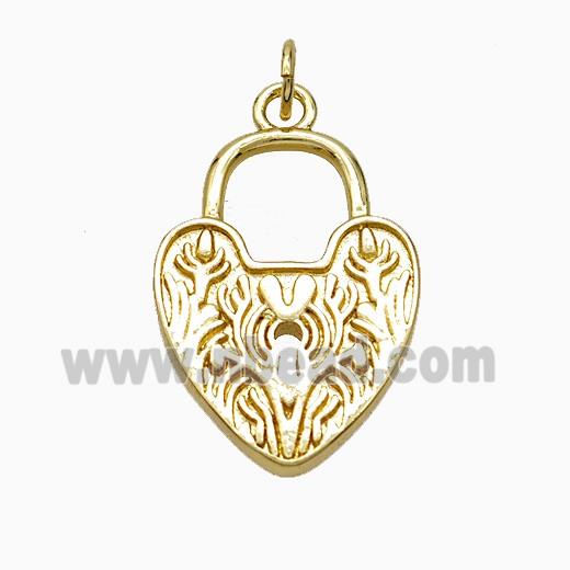 Copper Heart Lock Pendant Gold Plated