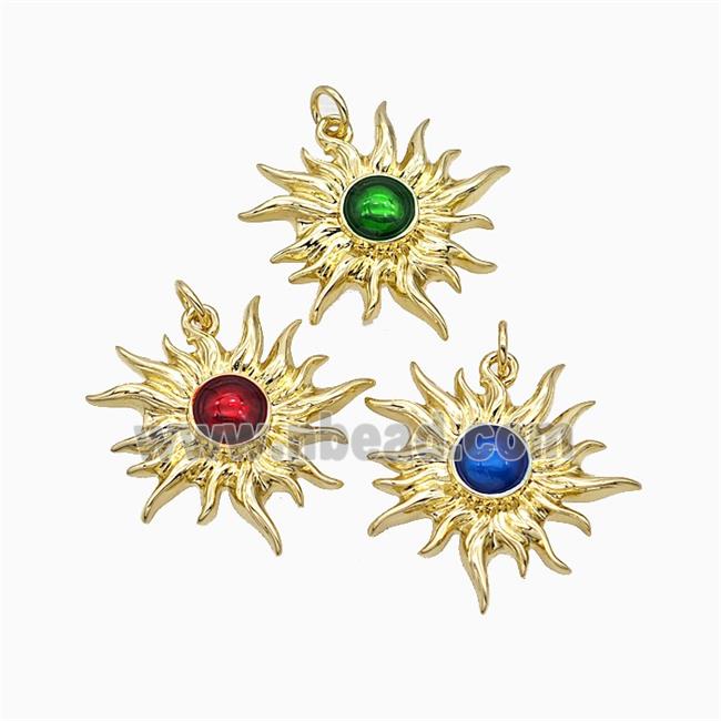 Copper Sun Pendant Painted Gold Plated Mixed