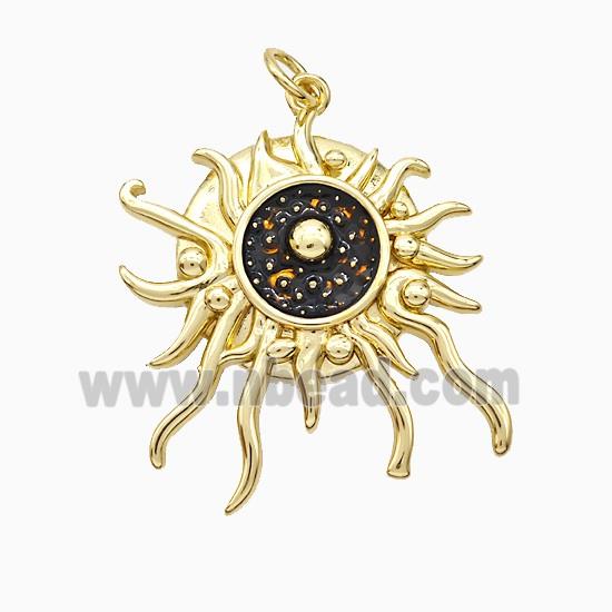 Copper Sun Pendant Painted Gold Plated