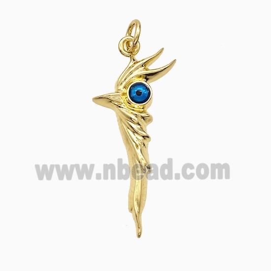 Walking Stick Charms Copper Pendant Blue Painted Evil Eye Gold Plated