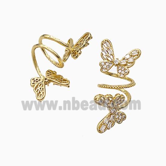 Copper Butterfly Pendant Pave Zirconia Gold Plated