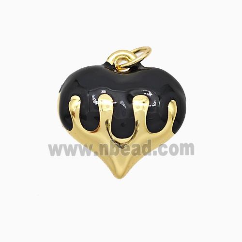 Copper Heart Pendant Black Enamel Gold Plated