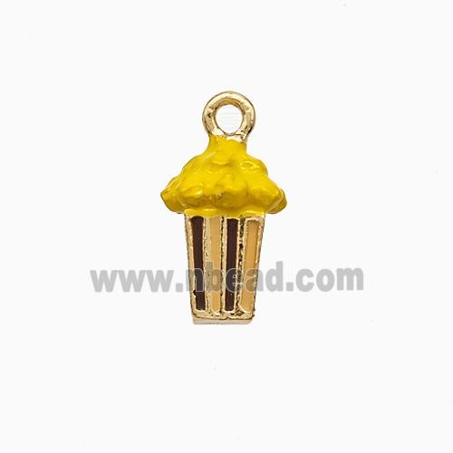 Popcorn Charms Copper Pendant Yellow Enamel Gold Plated