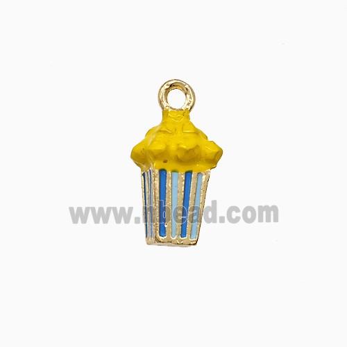Popcorn Charms Copper Pendant Yellow Enamel Gold Plated